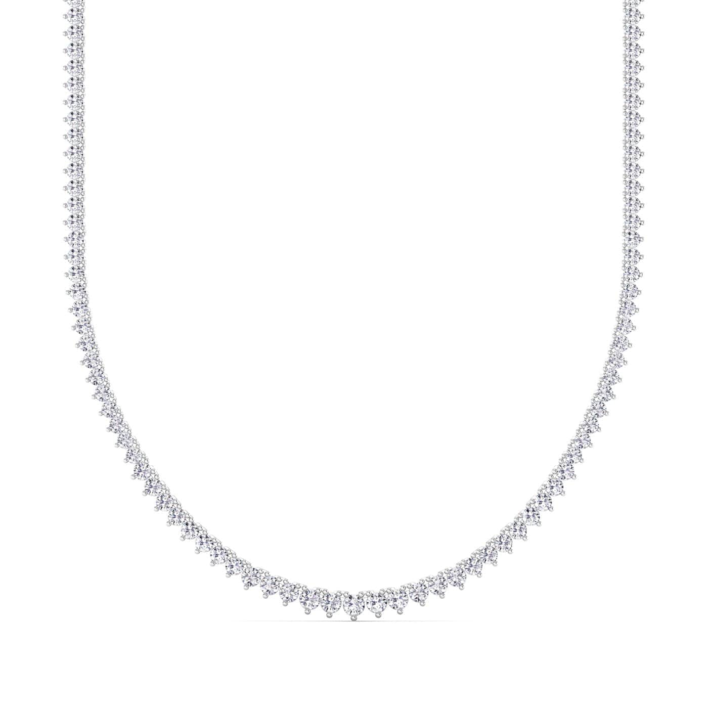 Necklaces 8.5 / White Gold / 14K Copy of 14K & 14K & 18K Gold and Diamond Tennis Necklace Graduated 3-Prong Setting, Lab Grown, 20 cts