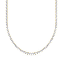Necklaces 8.5 / Yellow Gold / 14K 14K & 18K Gold and Diamond Tennis Necklace Graduated 3-Prong Setting, Lab Grown, 8.5-11.5cts