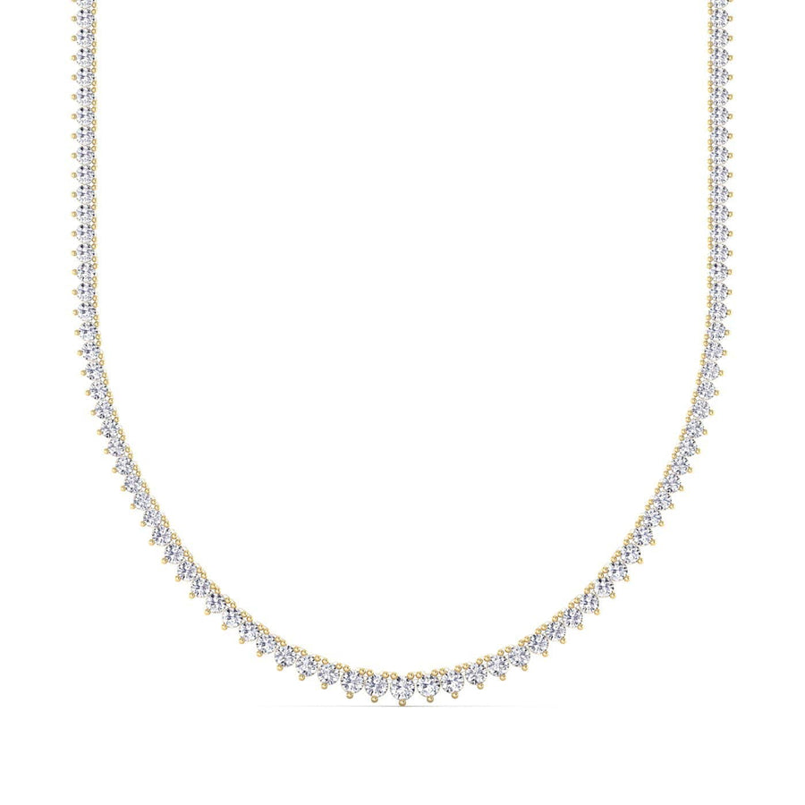 Necklaces 8.5 / Yellow Gold / 14K 14K & 18K Gold and Diamond Tennis Necklace Graduated 3-Prong Setting, Lab Grown, 8.5-11.5cts