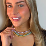 Necklaces Butter Yellow Honey Jade Beaded Necklace