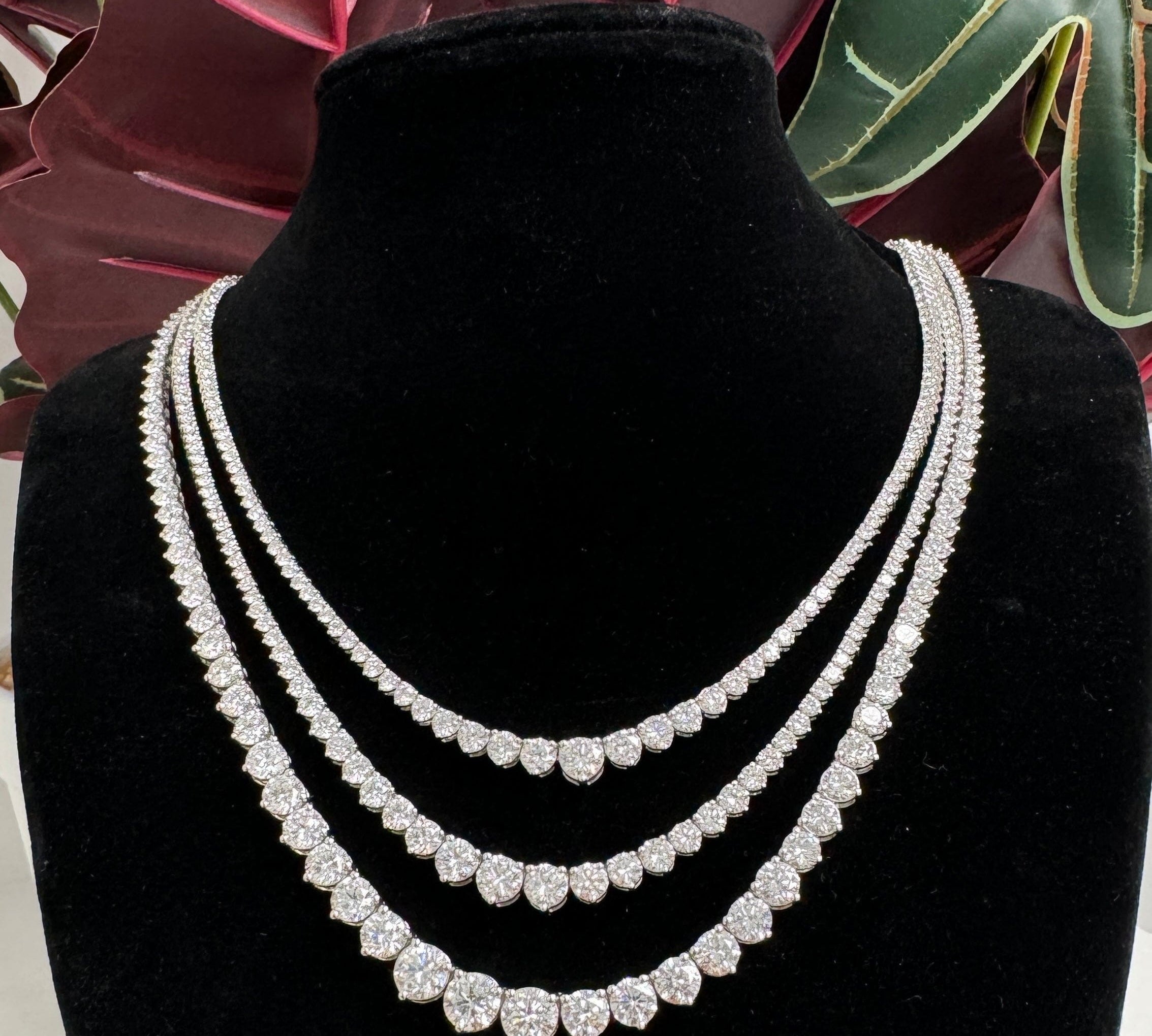 Necklaces Copy of 14K & 14K & 18K Gold and Diamond Tennis Necklace Graduated 3-Prong Setting, Lab Grown, 20 cts