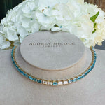 Necklaces Copy of 14K & 18K Gold East West Alternating Blue Topaz & Diamond Necklace