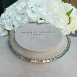 Necklaces Copy of 14K & 18K Gold East West Alternating Blue Topaz & Diamond Necklace