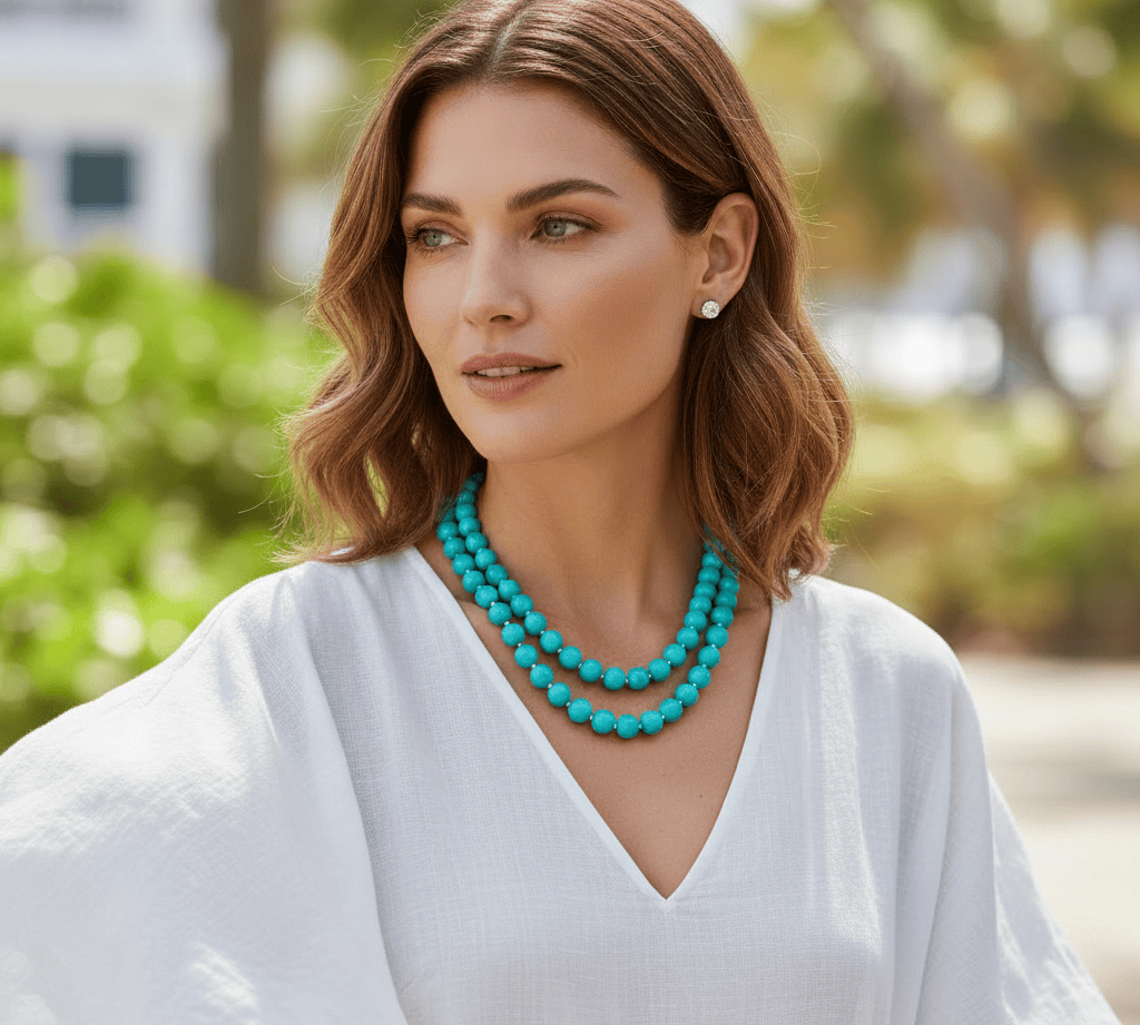 Necklaces Double-Strand Beaded Sleeping Beauty Turquoise Necklace