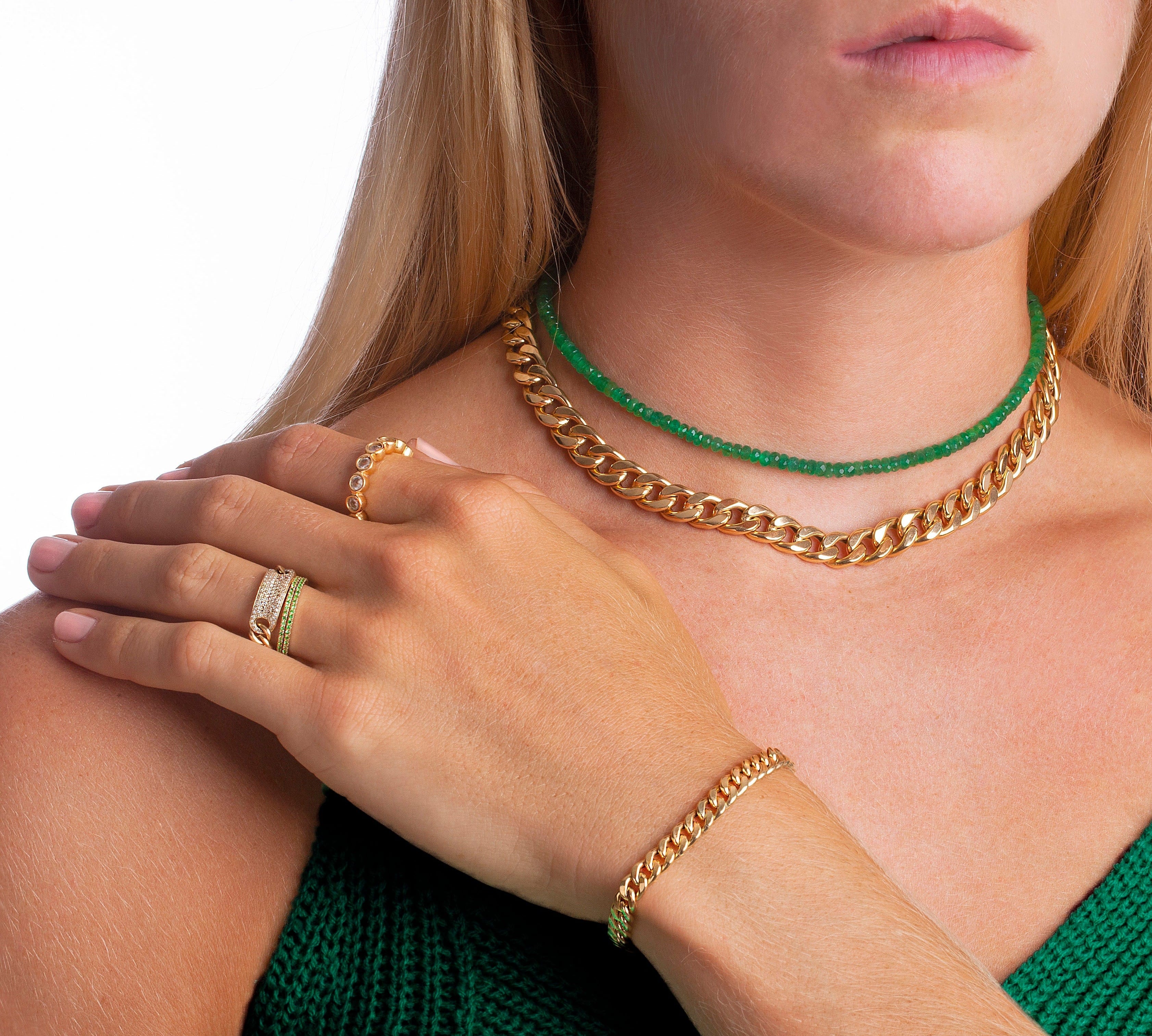 Necklaces Emerald Beads & 14K w/ Toggle Clasp