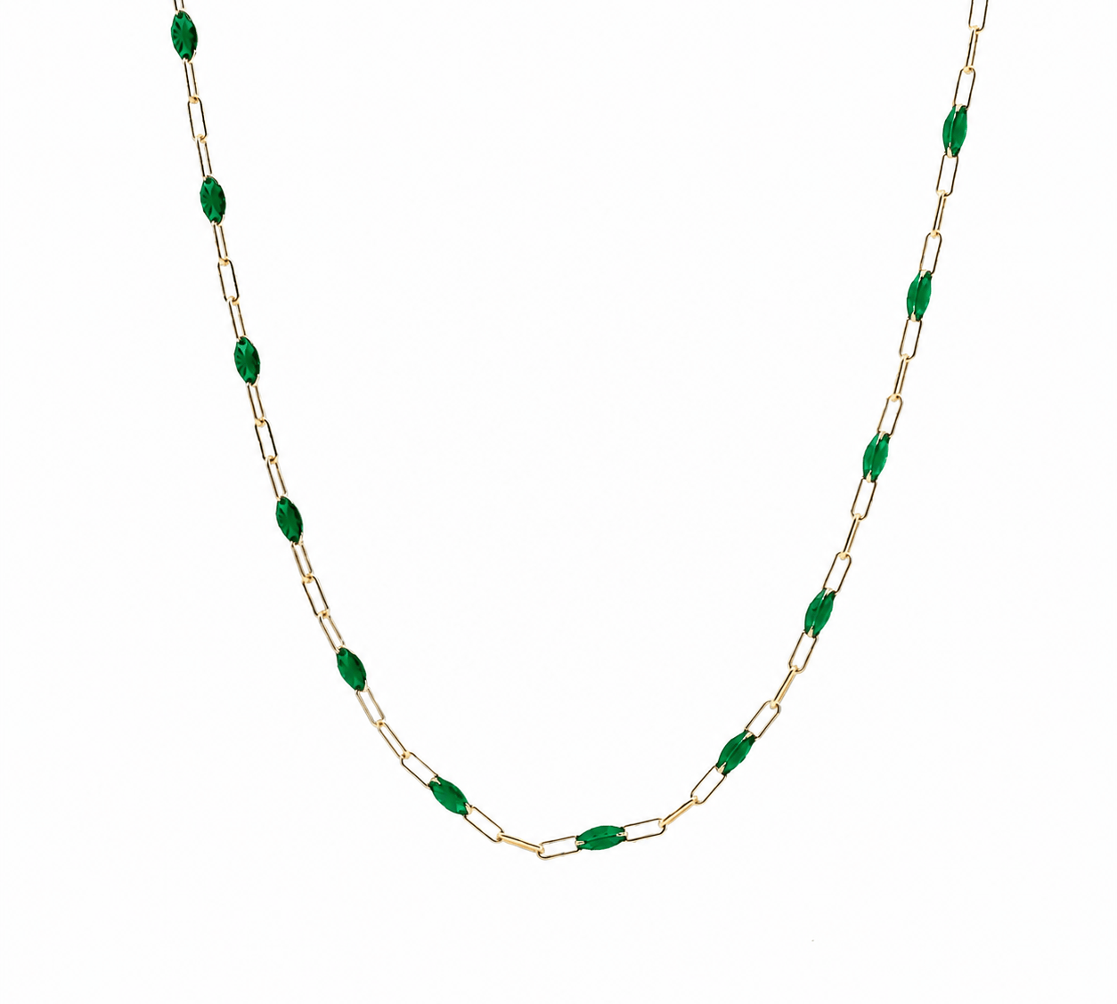Necklaces Emerald Green Emerald Green Enamel Beaded Link Necklace
