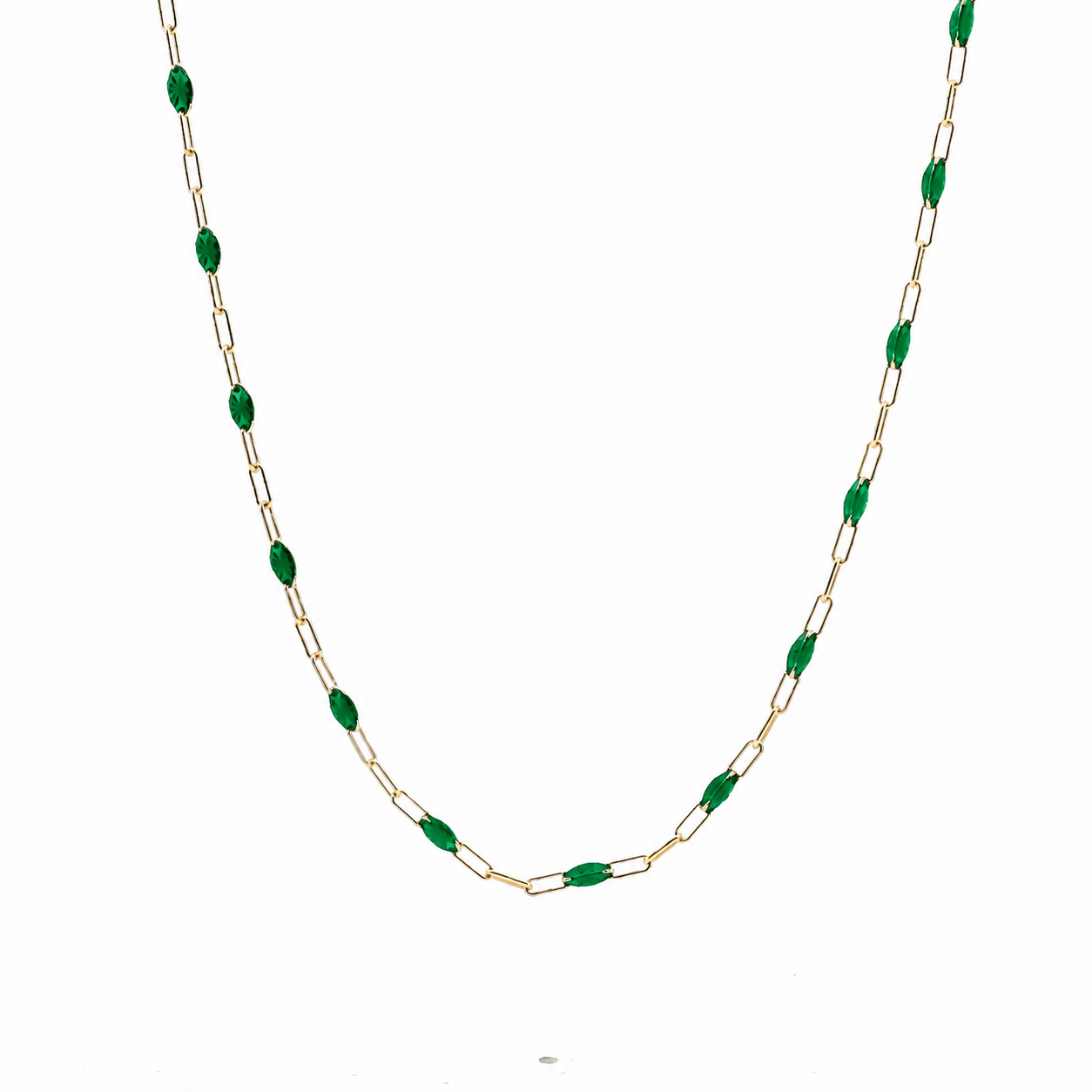 Necklaces Emerald Green Emerald Green Enamel Beaded Link Necklace