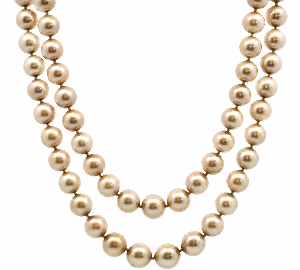 Necklaces Golden Bronze Double or Single Pearl Strand Necklace, 12-13 mm, 38"