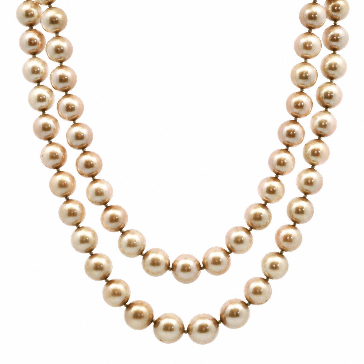 Necklaces Golden Bronze Double or Single Pearl Strand Necklace, 12-13 mm, 38"