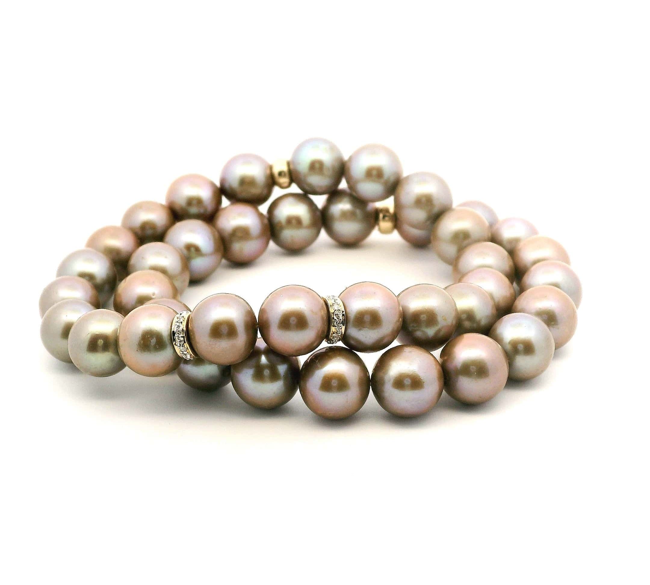 Necklaces Golden Bronze Pearl Beaded Bracelet, 8mm