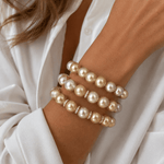 Necklaces Golden Bronze Pearl Beaded Bracelet with 2 Full Diamond Roundels, 12-13 mm