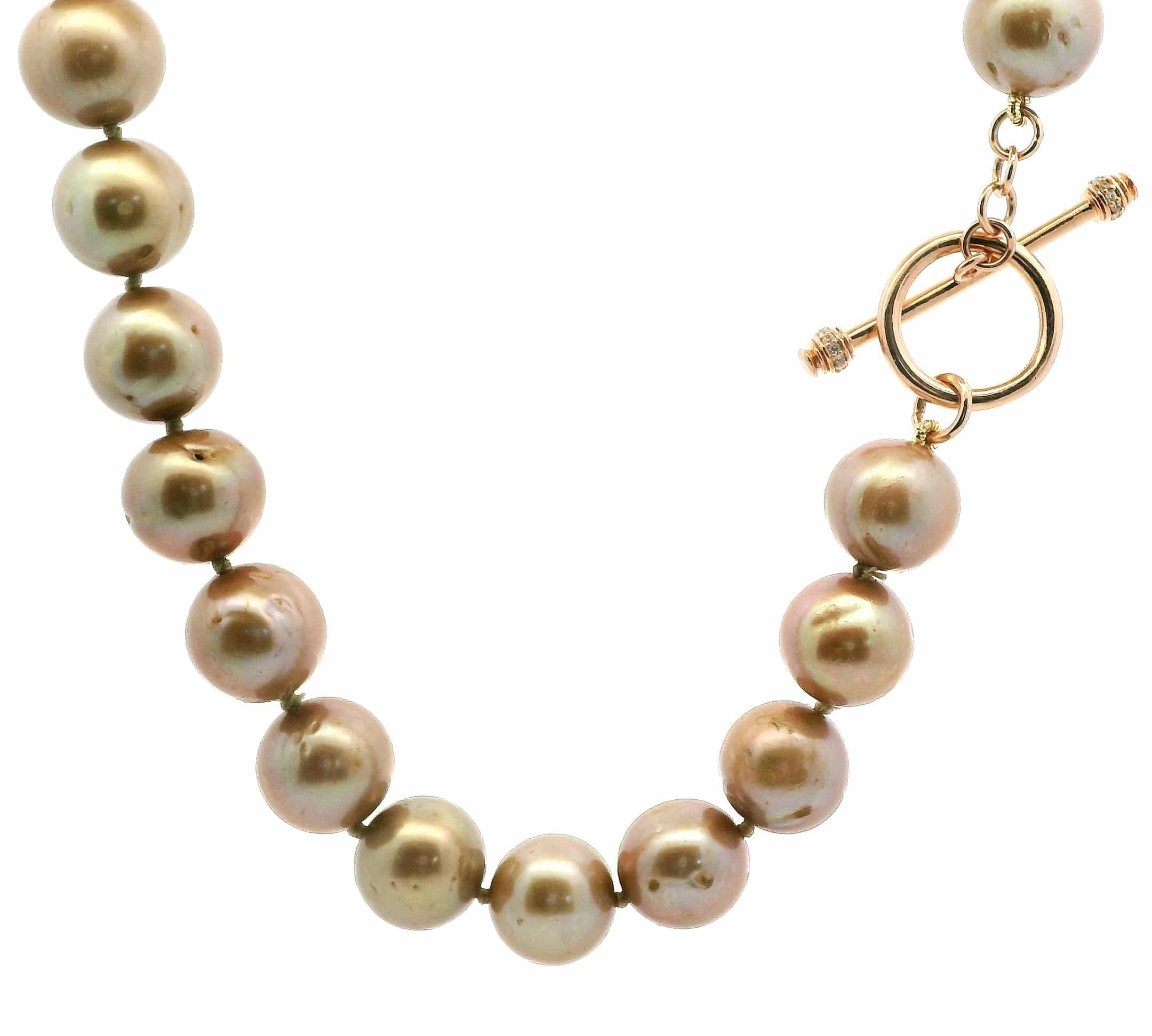 Necklaces Golden Bronze Pearl Strand Necklace, 12-13 mm