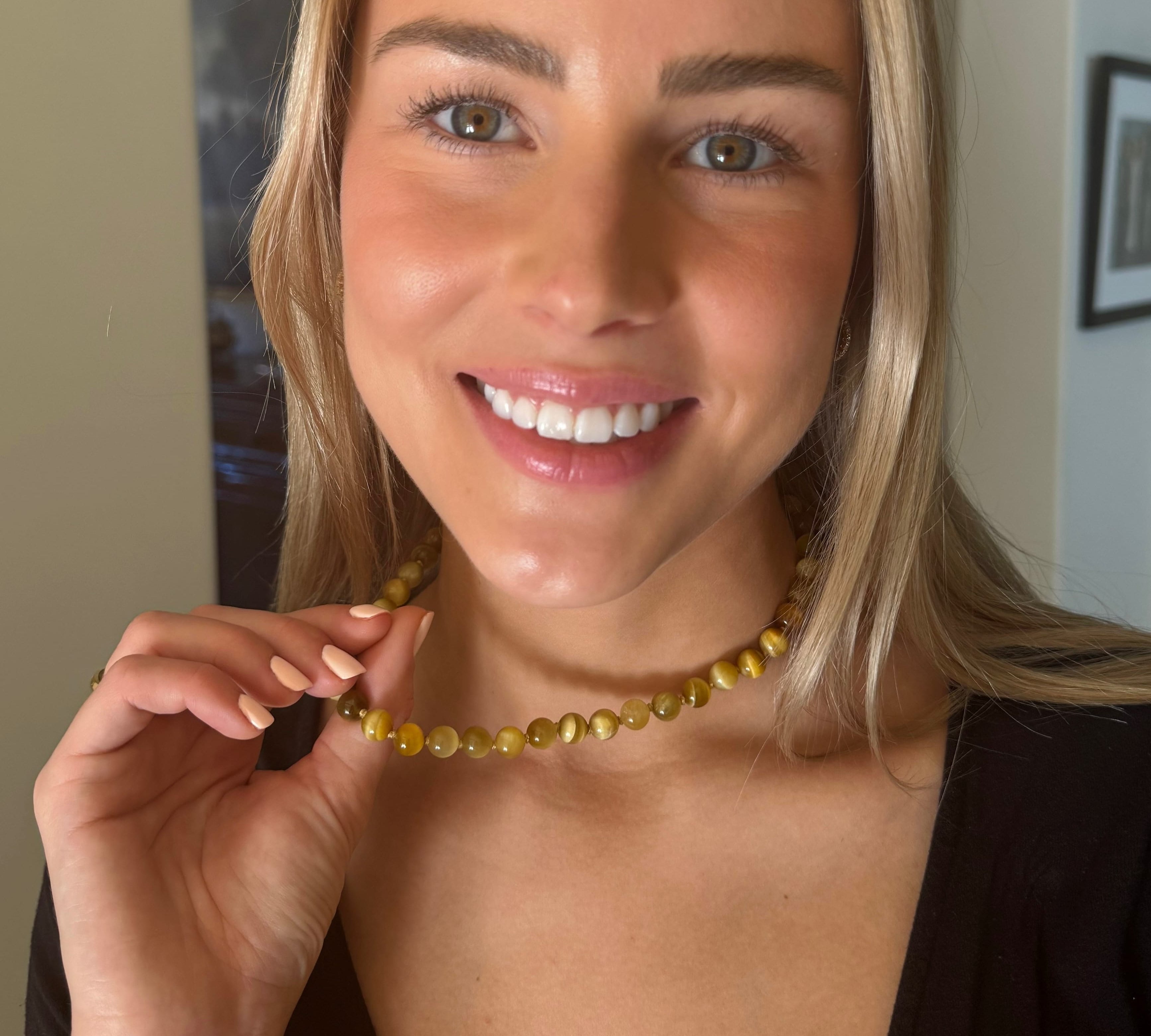 Necklaces Golden Tigers Eye Beaded Necklace