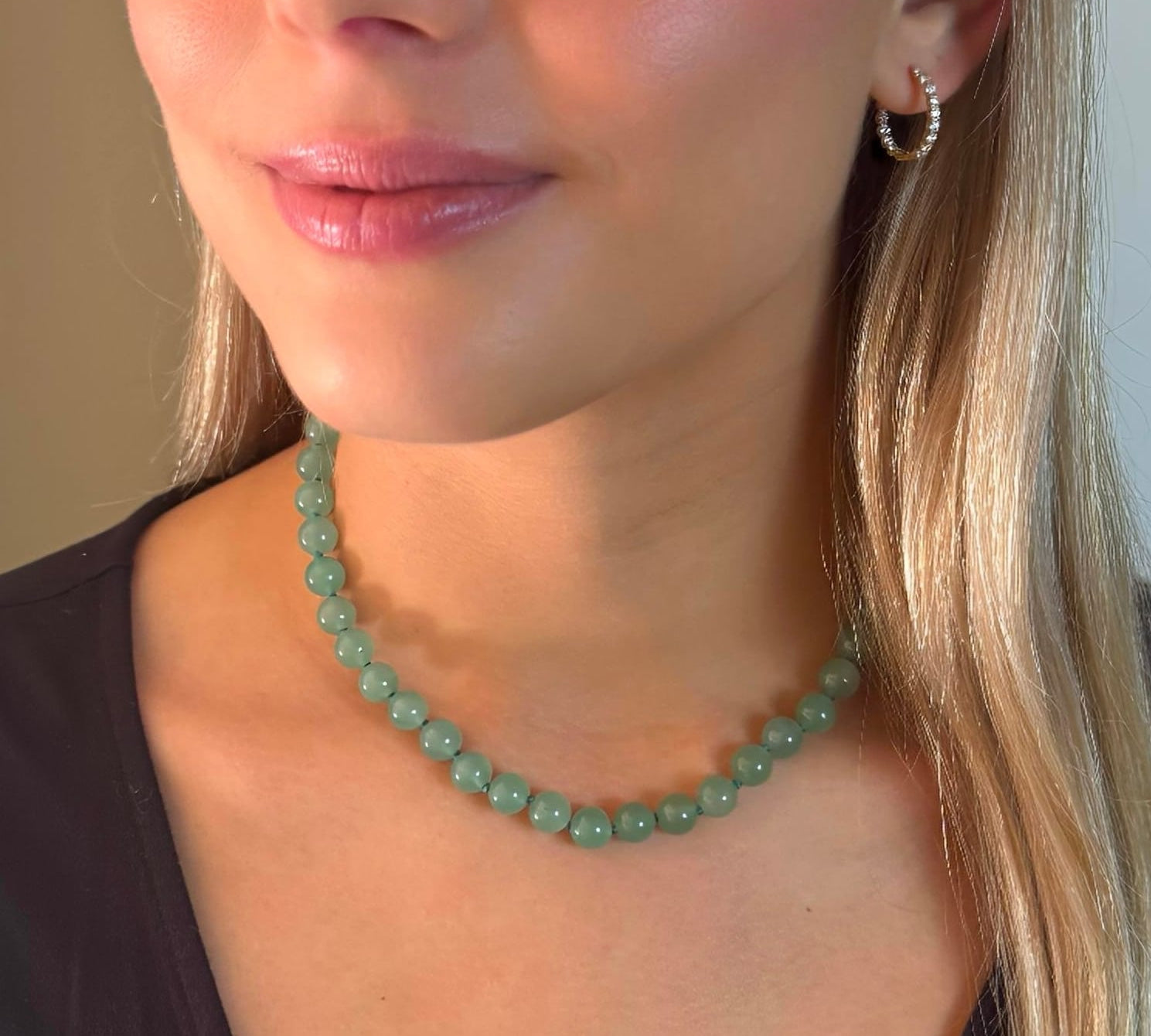 Necklaces Green Jade Beaded Necklace