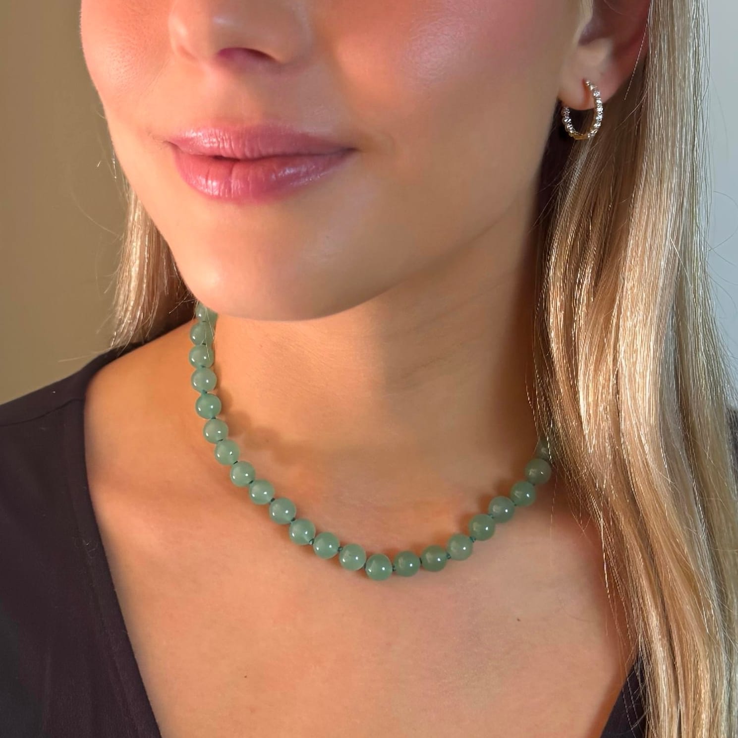 Necklaces Green Jade Beaded Necklace
