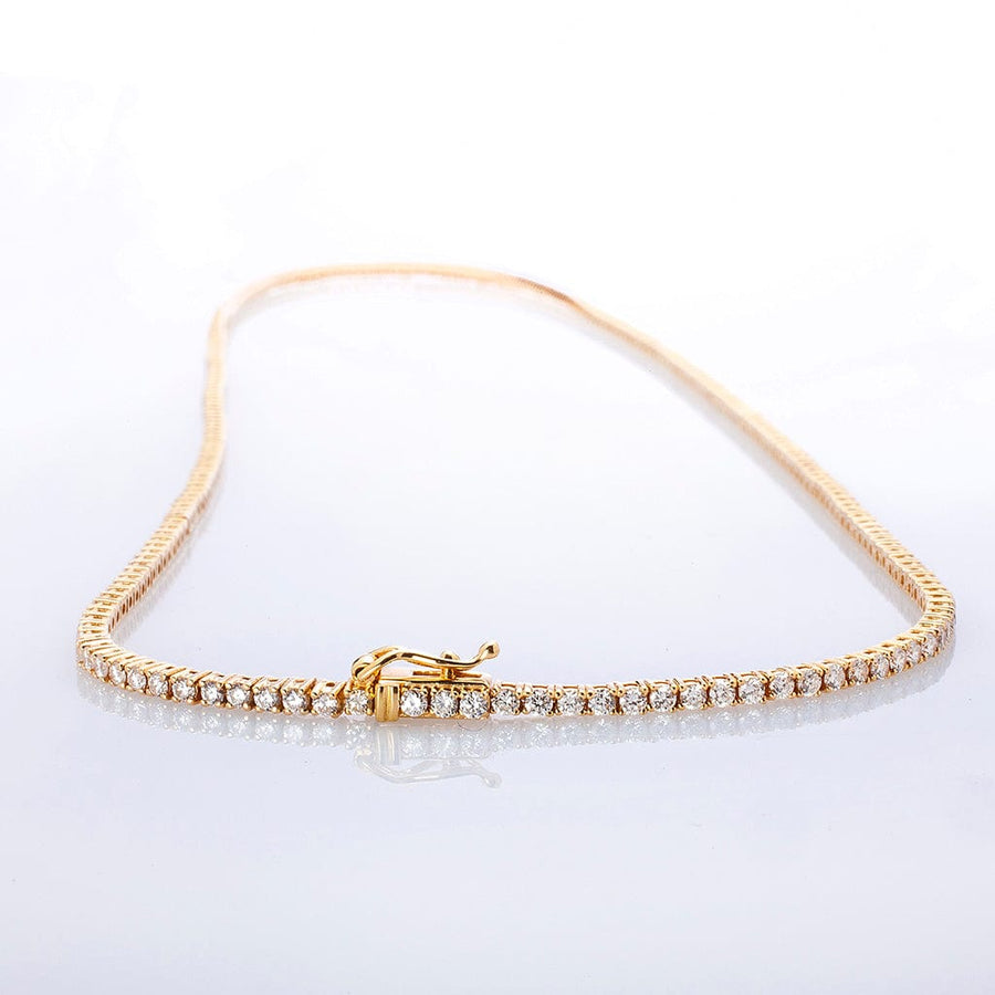 Necklaces Large 14K Gold and Diamond Tennis Necklace 4-Prong Setting