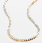 Necklaces Large 14K Gold and Diamond Tennis Necklace 4-Prong Setting