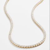 Necklaces Large 14K Gold and Diamond Tennis Necklace 4-Prong Setting