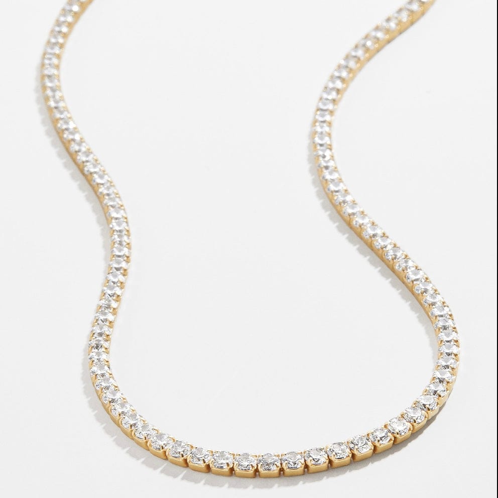 Necklaces Large 14K Gold and Diamond Tennis Necklace 4-Prong Setting