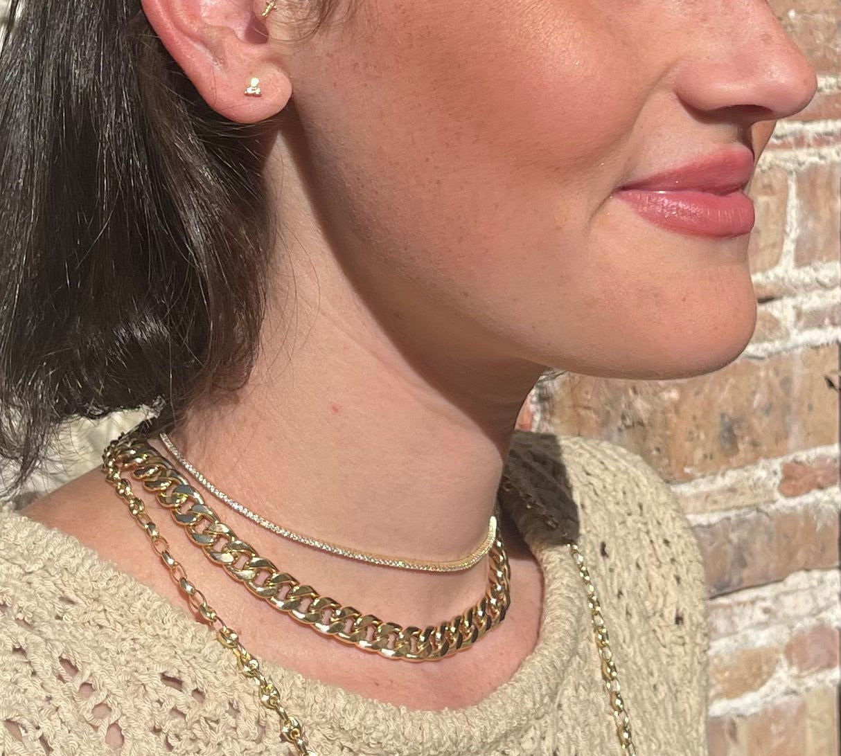 Necklaces Large 14K Gold Flat Cuban Link Necklace 9.5mm