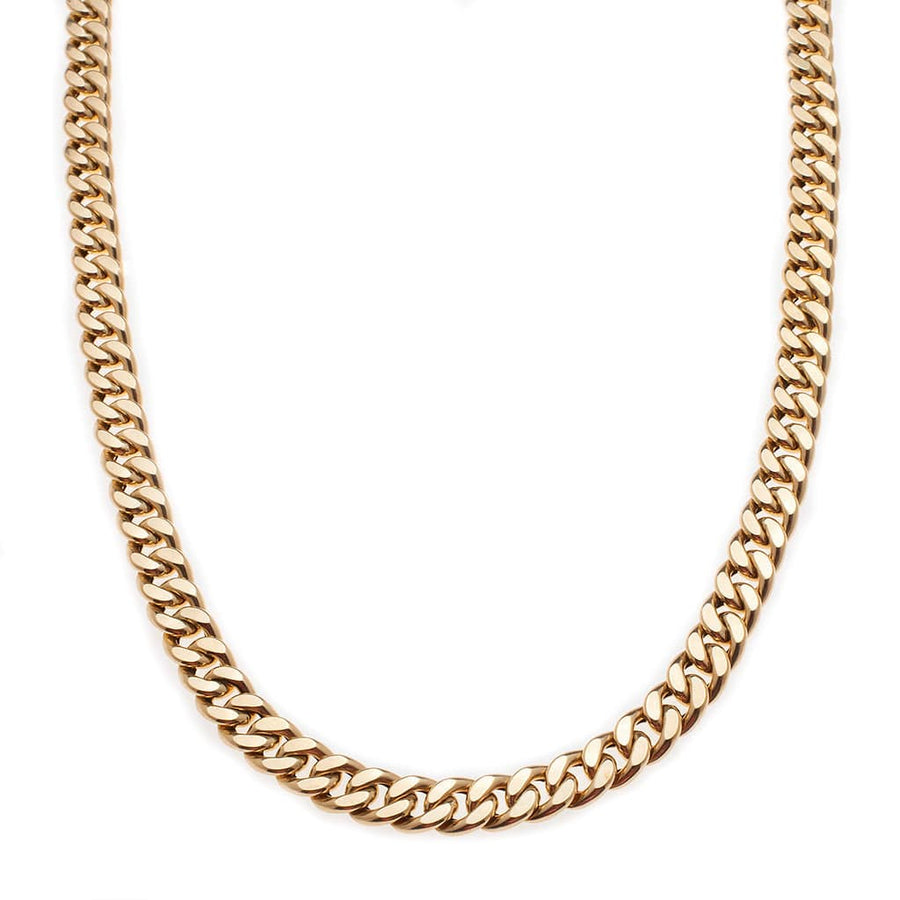 Necklaces Large 14K Gold Flat Cuban Link Necklace 9.5mm