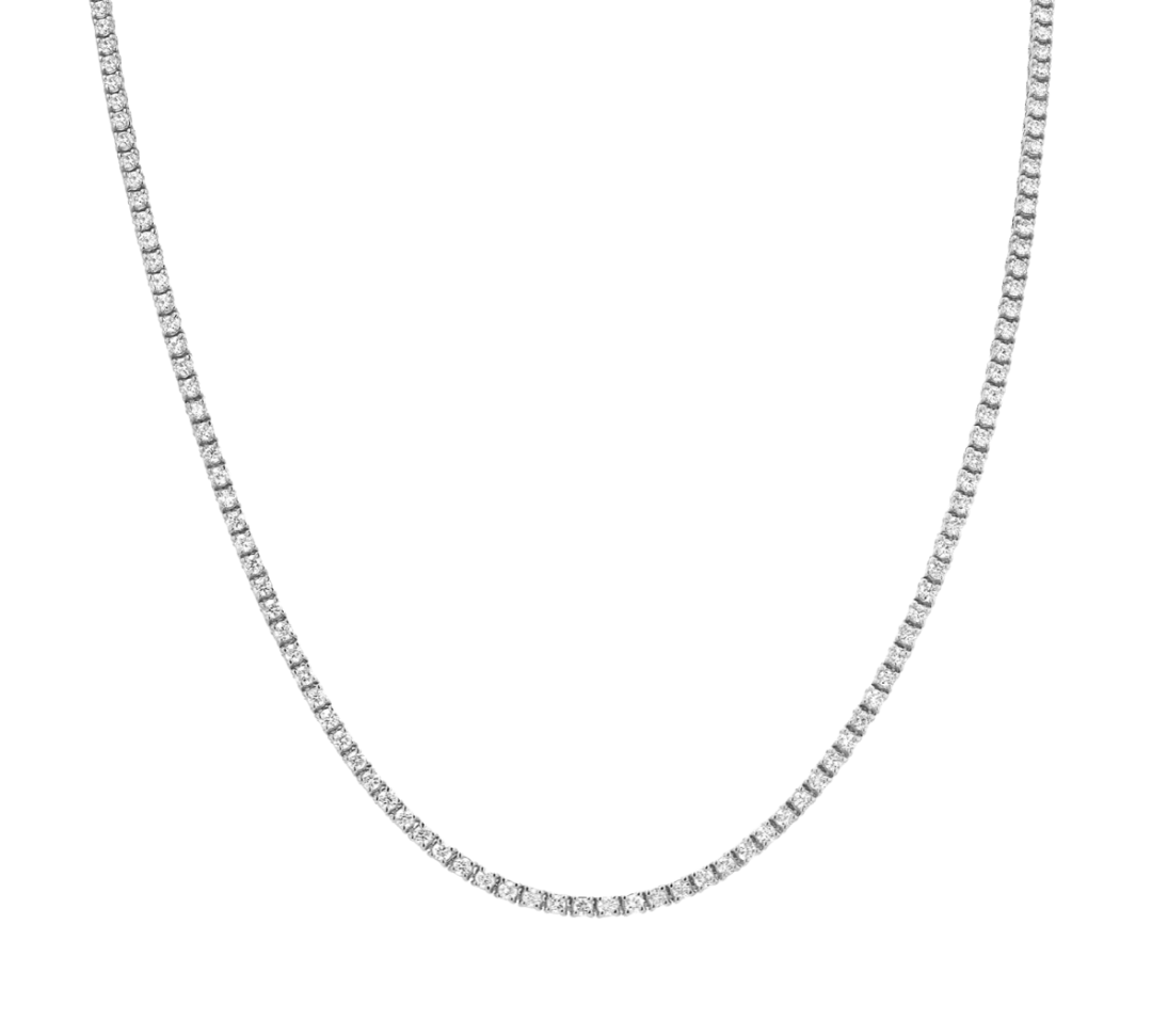 Necklaces Medium 14K Gold and Diamond Tennis Necklace 4-Prong Setting