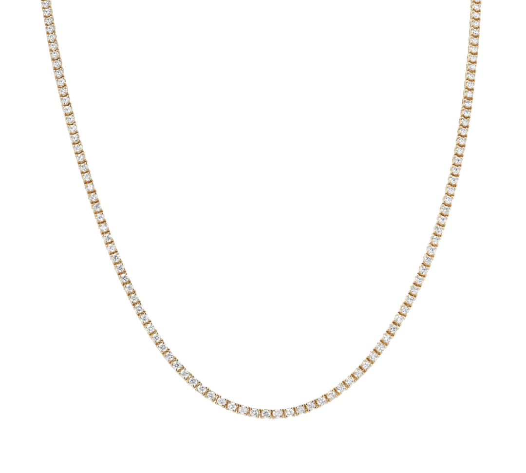 Necklaces Medium 14K Gold and Diamond Tennis Necklace 4-Prong Setting