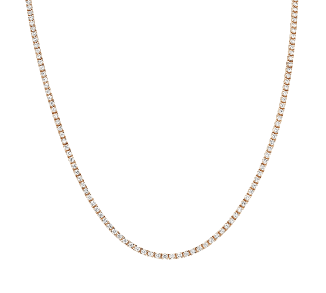 Necklaces Medium 14K Gold and Diamond Tennis Necklace 4-Prong Setting