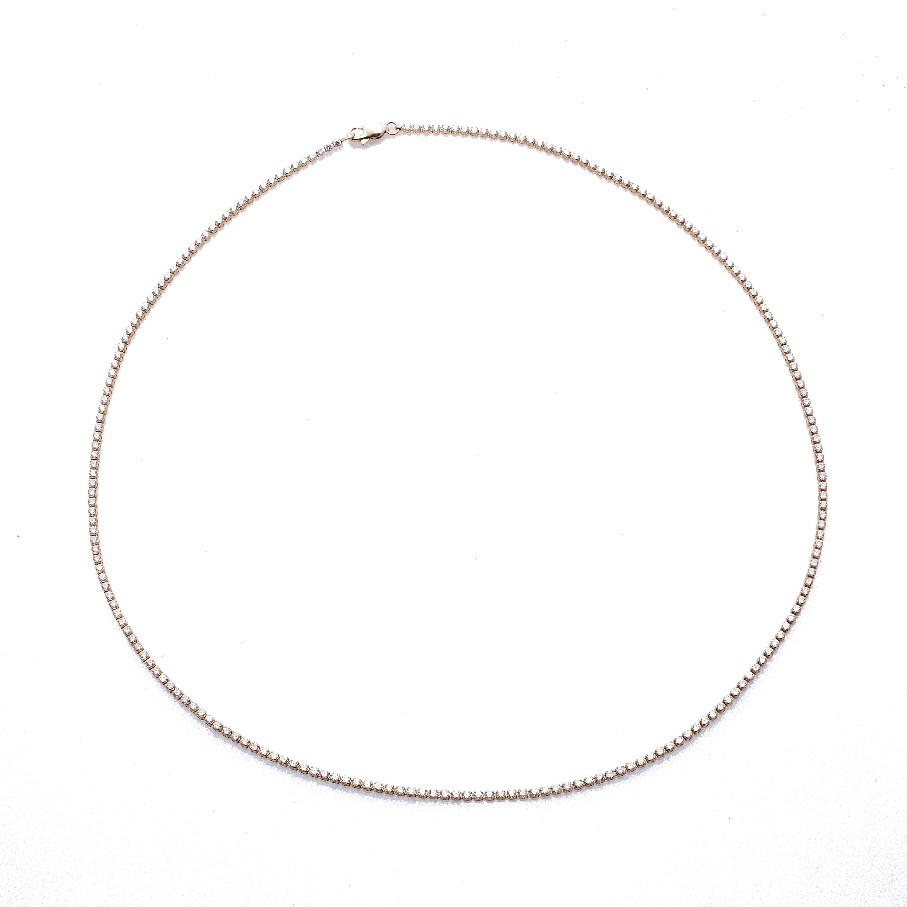 Necklaces Mini 14K Gold and Diamond Tennis Necklace Invisible Setting