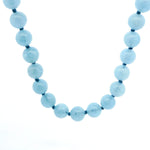 Necklaces Natural Deep Ocean Blue Aquamarine Beaded Necklace on Blue