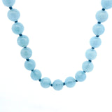 Necklaces Natural Deep Ocean Blue Aquamarine Beaded Necklace on Blue
