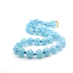 Necklaces Natural Deep Ocean Blue Aquamarine Beaded Necklace on Blue