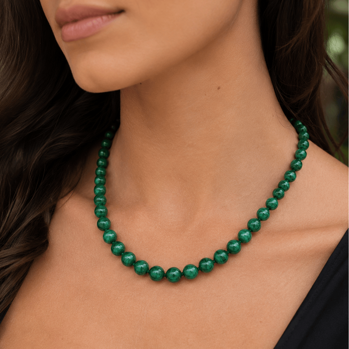 Necklaces Natural Green Malachite Beaded Necklace, 8mm, 10mm