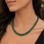 Necklaces Natural Green Malachite Beaded Necklace, 8mm, 10mm
