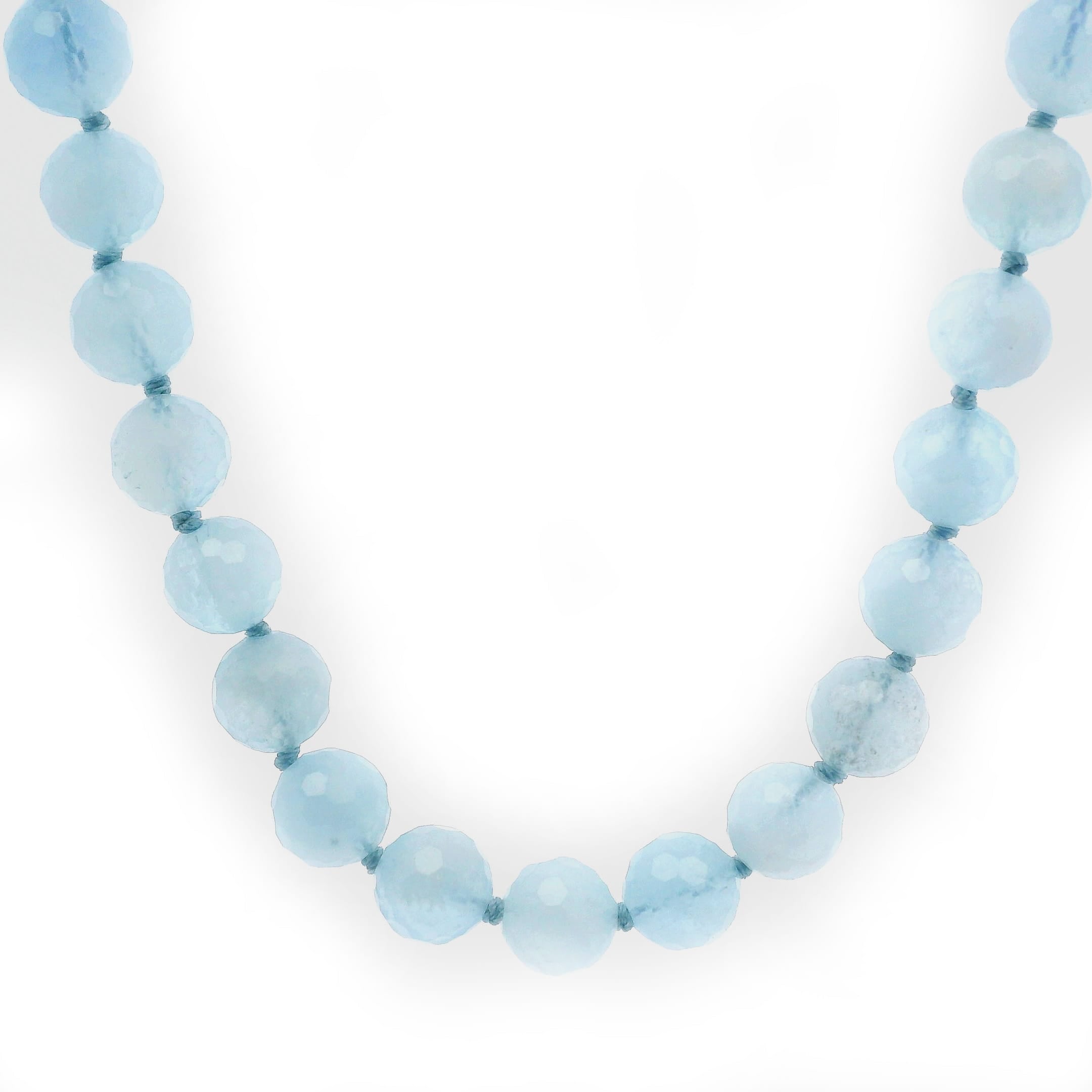 Necklaces Natural Ocean Blue Faceted Aquamarine Beaded Necklace