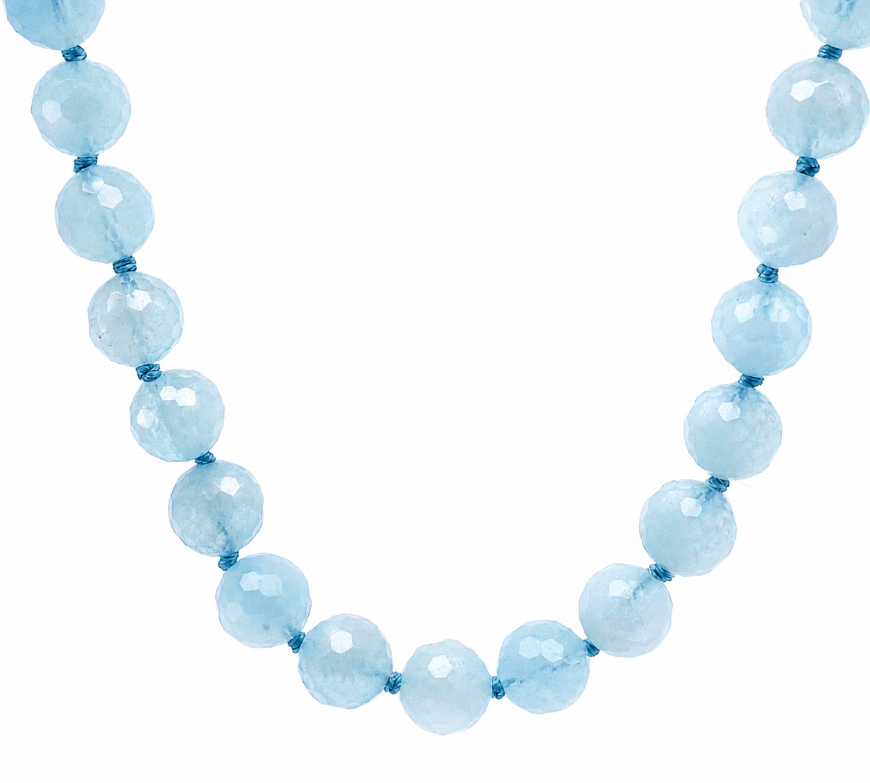 Necklaces Natural Ocean Blue Faceted Aquamarine Beaded Necklace