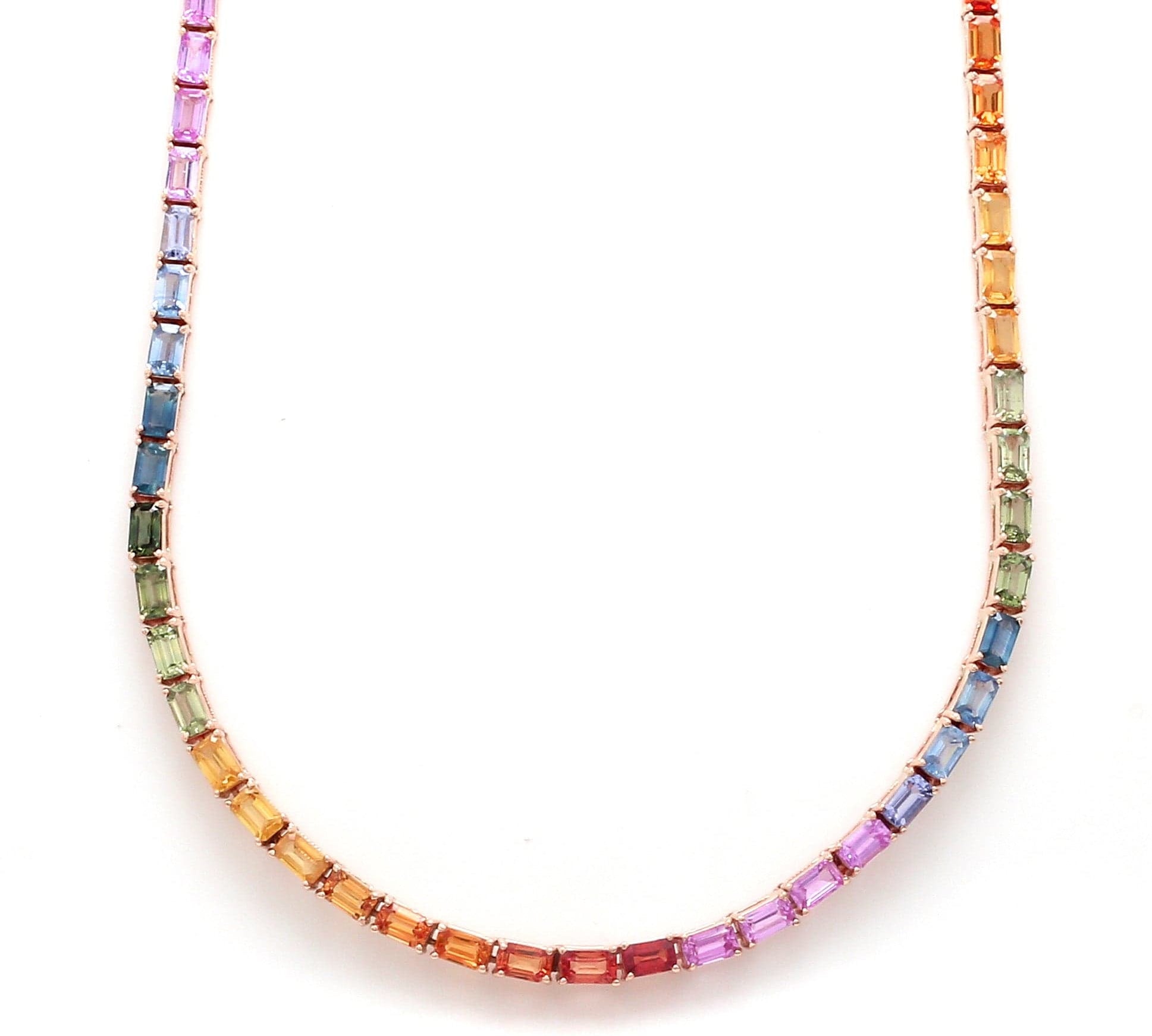 Necklaces Rose Gold / 14K 14K & 18K Gold East West Rainbow Sapphire Necklace