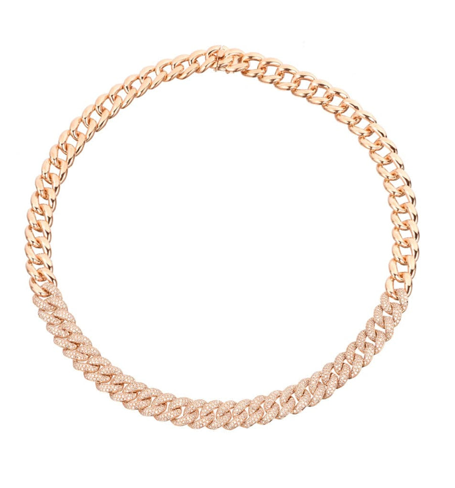 Necklaces rose gold 14K Gold Micro-Pave Diamond Cuban Link Necklace