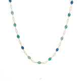 Necklaces Ruby Red Blue To Green Enamel Beaded Link Necklace