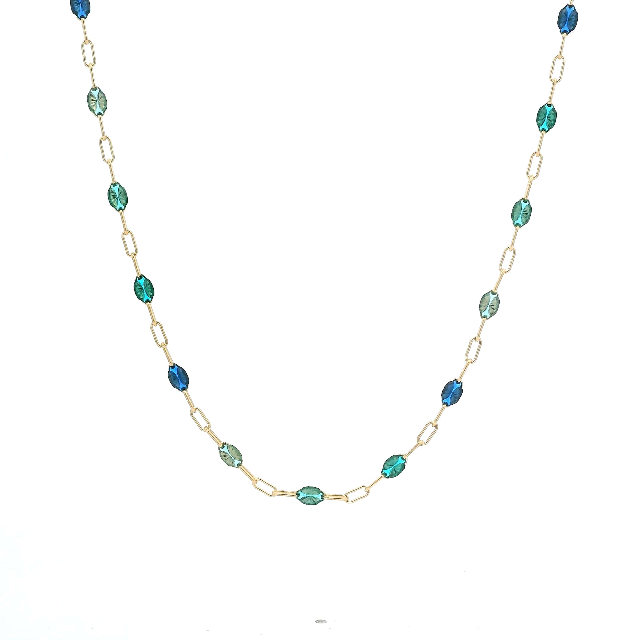 Necklaces Ruby Red Blue To Green Enamel Beaded Link Necklace