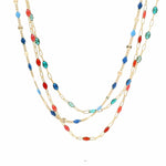 Necklaces Ruby Red Light Blue To Dark Blue Enamel Beaded Link Necklace