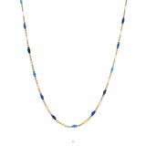Necklaces Ruby Red Light Blue To Dark Blue Enamel Beaded Link Necklace