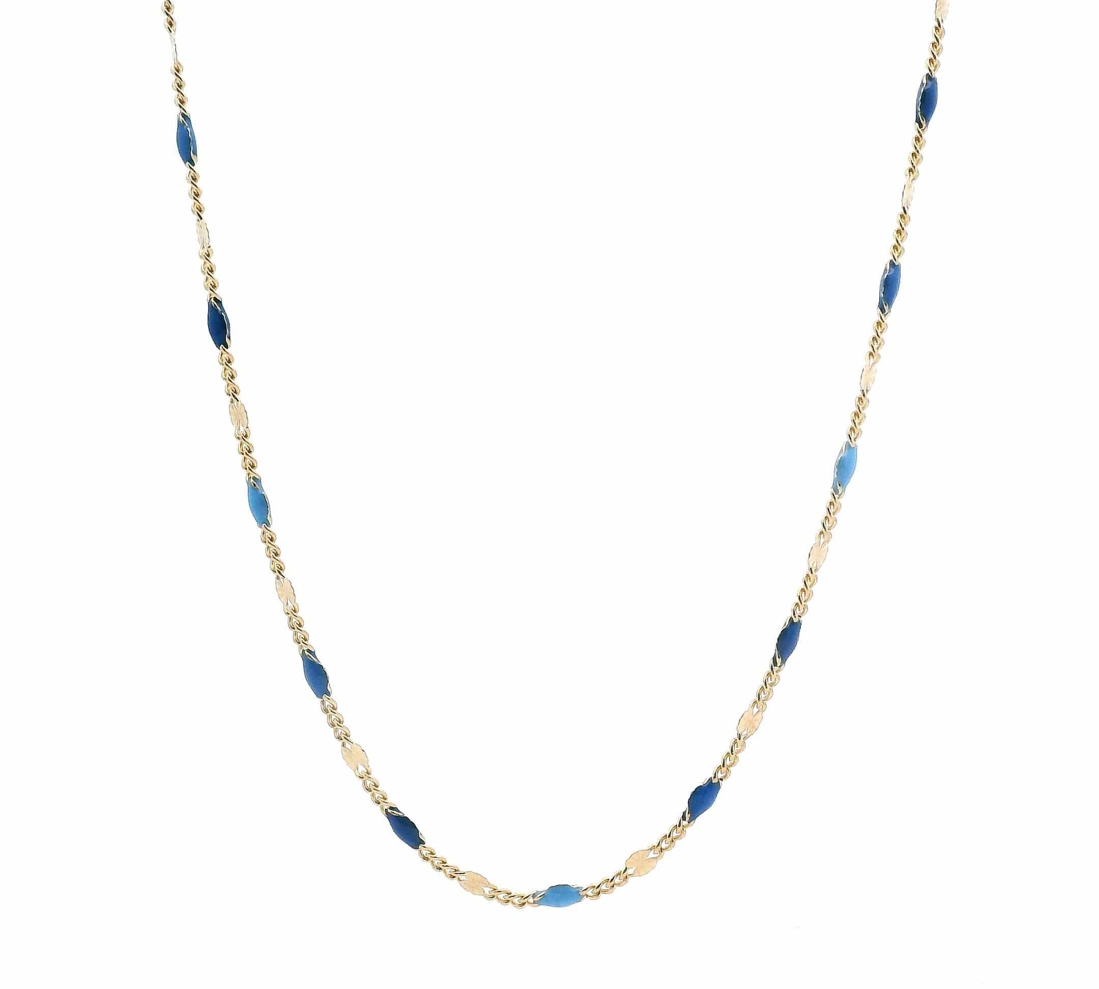 Necklaces Ruby Red Light Blue To Dark Blue Enamel Beaded Link Necklace