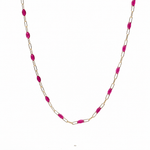 Necklaces Ruby Red Pink Enamel Beaded Link Necklace