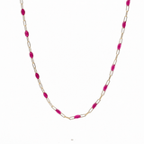 Necklaces Ruby Red Pink Enamel Beaded Link Necklace