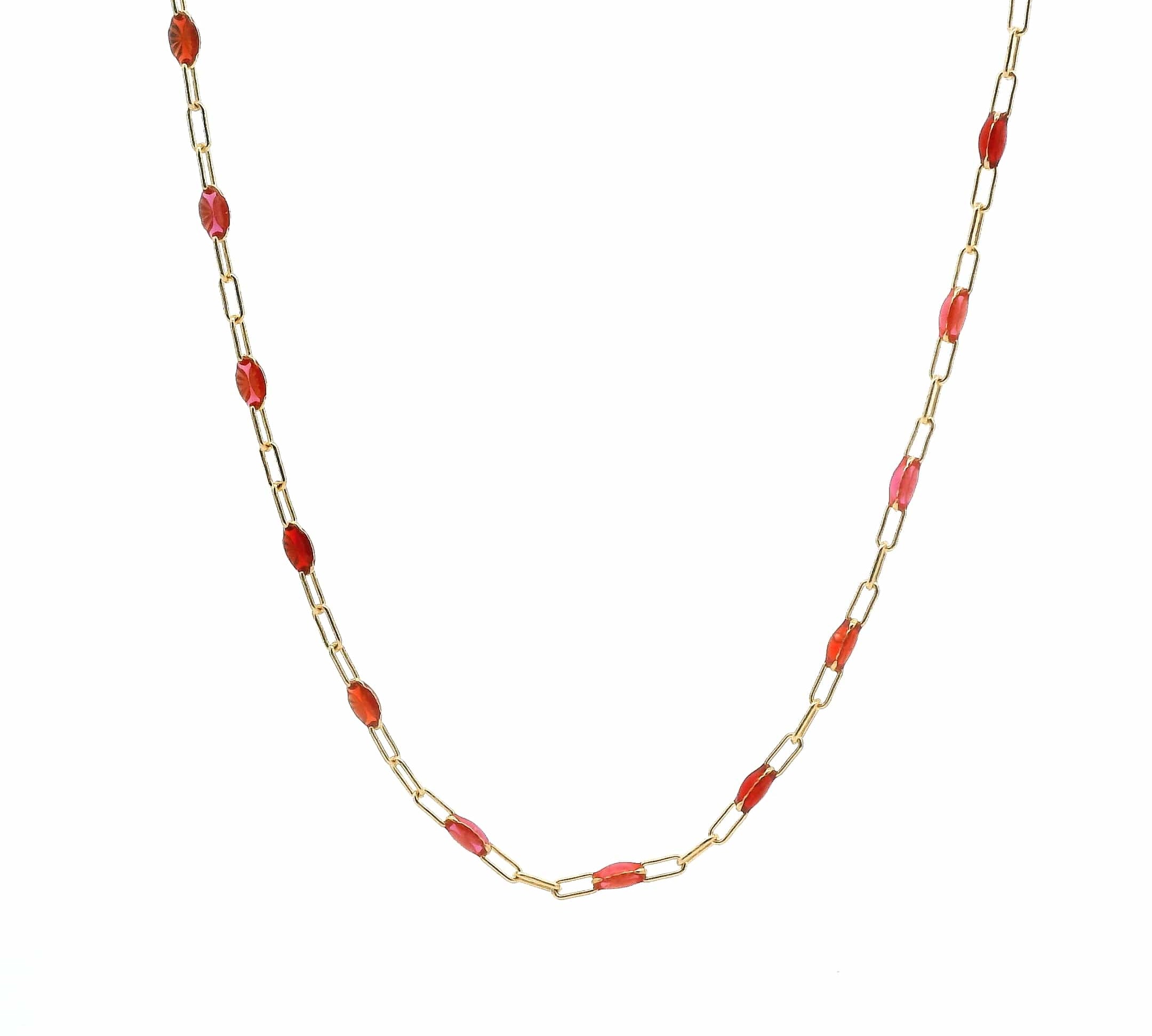 Necklaces Ruby Red Ruby Red Enamel Beaded Link Necklace