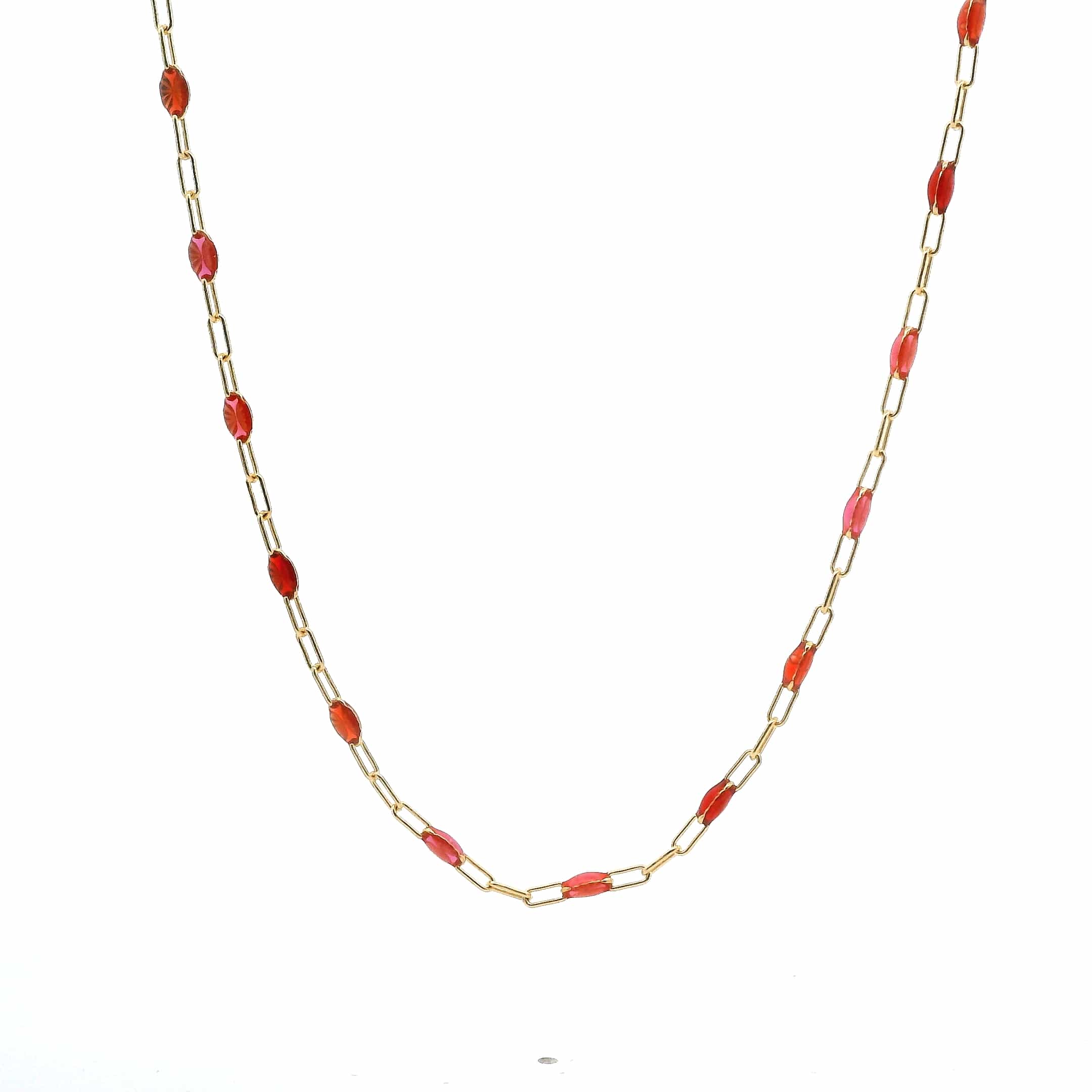 Necklaces Ruby Red Ruby Red Enamel Beaded Link Necklace