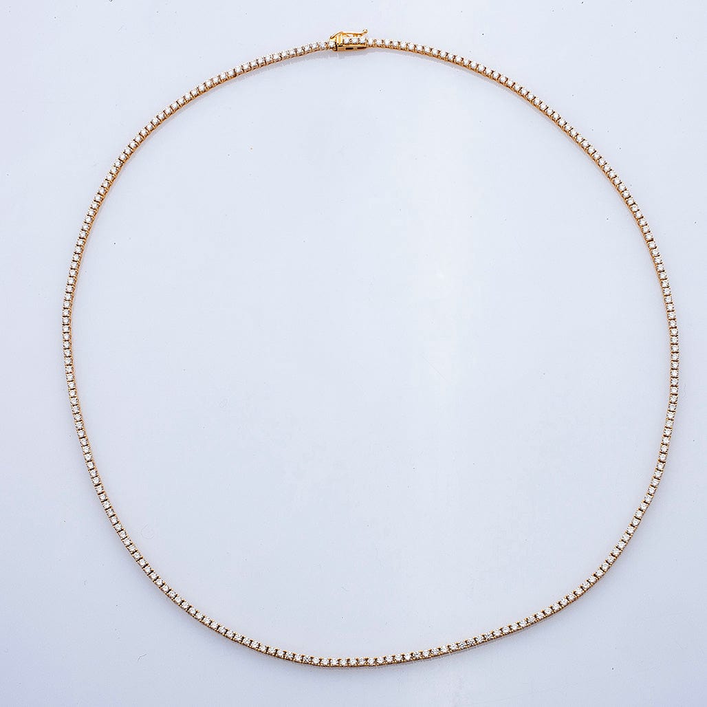 Necklaces Small 14K Gold and Diamond Tennis Necklace 4-Prong Setting
