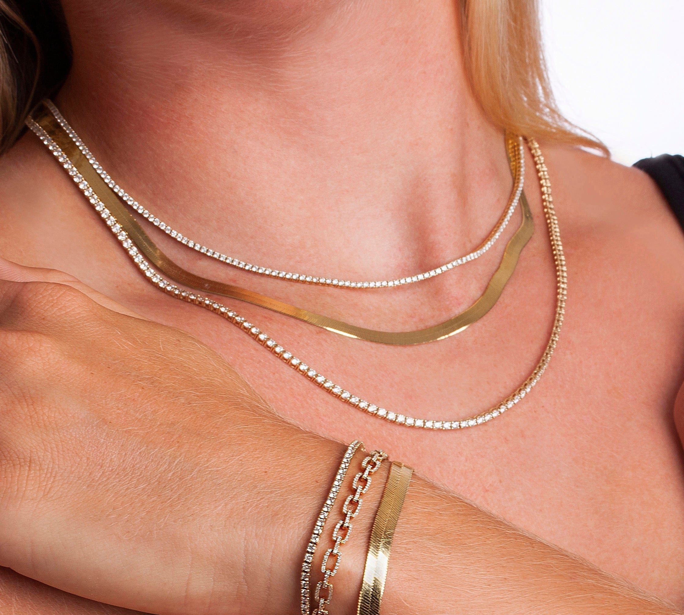 Necklaces Small 14K Gold and Diamond Tennis Necklace 4-Prong Setting