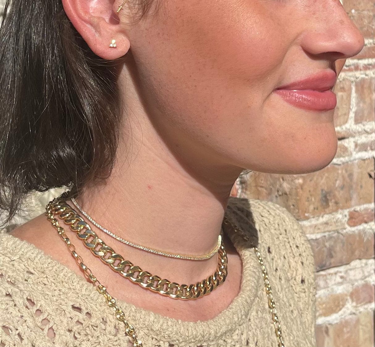 Necklaces Small 14K Gold Diamond Tennis Necklace 4-Prong Setting Adjustable Length